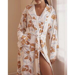dduende studio x Anthropologie Waffle Robe Croissant Print S/M